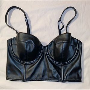 Brand new VS black faux leather corset top